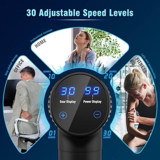 NEW SALE | Deep Tissue,30 Speeds Powerful Percussion Portable ,6 Massage Heads,LCD Touch Screen, Handheld for Muscle Pain Relief