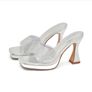 Silver embellished heel sandals, size 6 Image 2