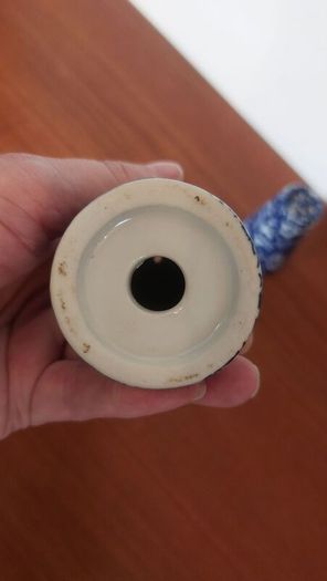 Fabulous Pair of Salt and Pepper Shakers in the Style of Burleighware "Blue Calico Pattern", but no Backstamps, Missing Stoppers