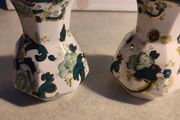 SET OF 2 SMALL Mason Ironstone Green Chartreuse Pattern