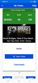 2 Kevin Bridges tickets, 3Arena, Saturday 7th November 2026