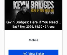 2 Kevin Bridges tickets, 3Arena, Saturday 7th November 2026