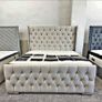 King Size Panel Wingback Bed And Mattress Image 5