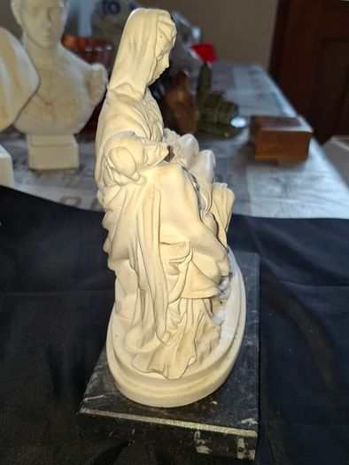 Beautiful Old Statue of Our Lady of Pieta with Christ in her arms, crafted in Italy and mounted on a Marble Base. The sculpture has fine detailing throughout, Ideal for Home or Stage Movie Props Postage Available or Collection