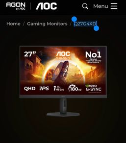 27" AOC gaming monitor 180Hz (Q27G4XD)