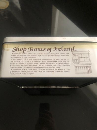 old shop fronts of Ireland biscuit box