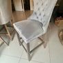 3 Grey Velvet Barstools Image 2