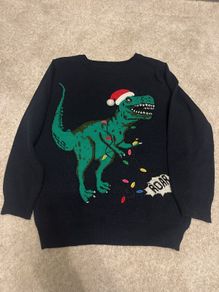 T-Rex Christmas jumper 5-6