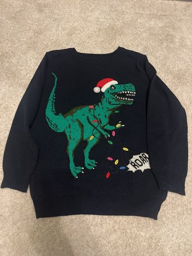 T-Rex Christmas jumper 5-6