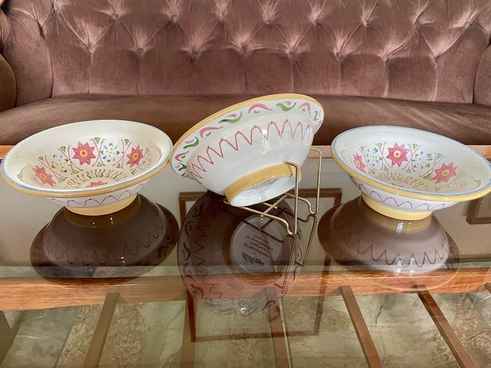 Three Discontinued Nicholas Mosse Kelloggs Hand Painted Breakfast Bowls