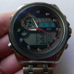 ASJ Analogue-Digital Sports Watch - Stainless Steel Strap