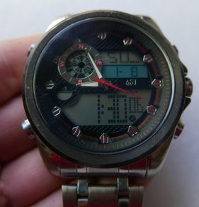 ASJ Analogue-Digital Sports Watch - Stainless Steel Strap