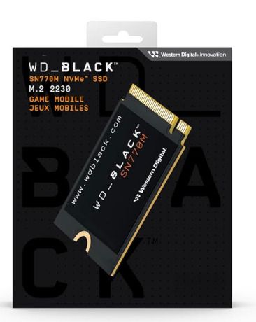 WD_BLACK SN770M 2TB SSD, Speeds up to 5150 MB/s, M.2 2230 for Handheld Gaming Devices and compatible laptops, PCIe Gen 4.0, TLC 3D NAND, Great for Asus ROG Ally, Steam Deck, Microsoft Surface - Boxed