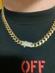 14k Cuban gold chain with diamonds