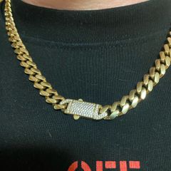 14k Cuban gold chain with diamonds