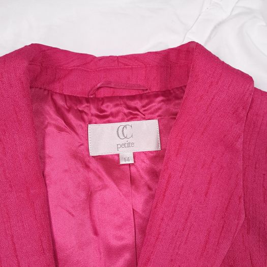 Country Casuals Petite Bright Fuchsia Pink Textured Fitted Tailored Blazer Jacket 14UK/42EU