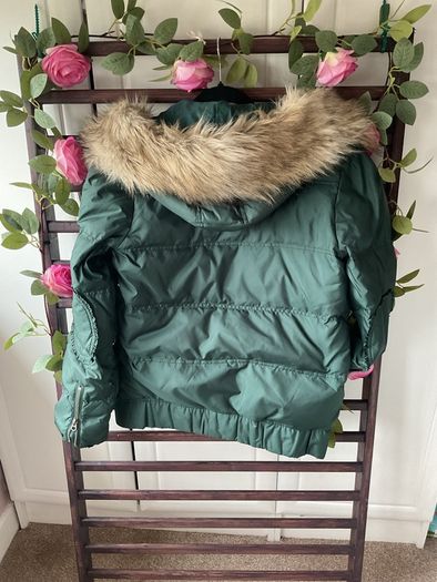 puffer jacket feather & down juicy couture hooded jacket medium