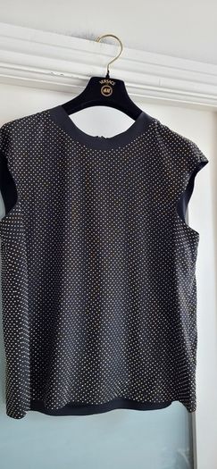 VERSACE x H&M 100% silk black and gold studded high neck top Sz 14 (Fit 14-16UK) - Bnwt
