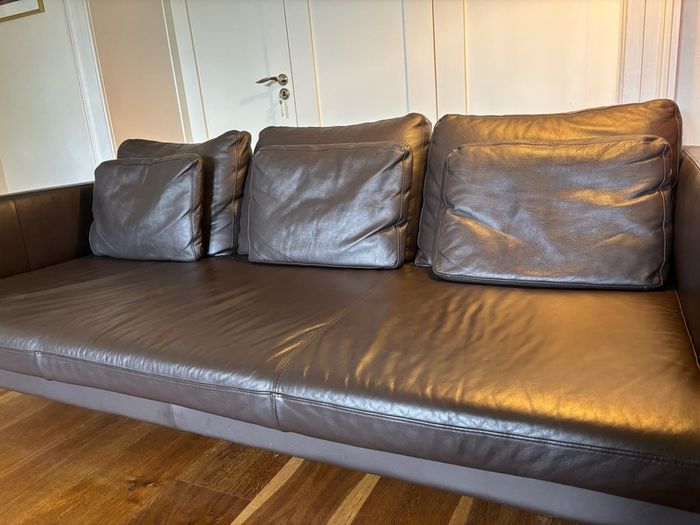 Bo Concept 3-seater leather sofa (dark brown)