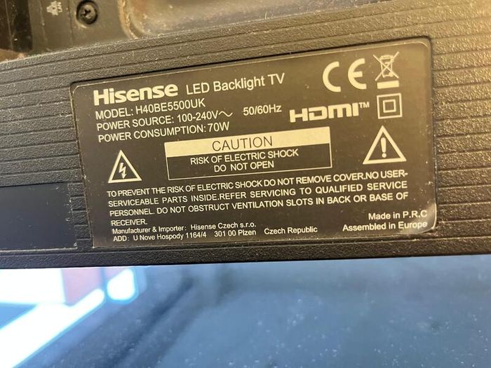 Hisense 40" Full HD Smart TV (Model H40BE5500UK)