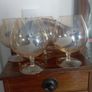 Vintage Amber Large Brandy Glasses with Duck & Bull Rush Motif Image 2