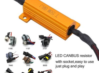50W 6OHM CheckControl Load Resistor Warning Canceller Decoder Car Led Lamp OCB Load Resistor HID Xenon Headlight LED H1 H7 H8 H9 H11 9005 9006 Decoder Load Resistor Anti-Hyper Flash