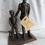 Signed Jeanne Rynhart Bronze Statue - Male Garda and Boy With Tag Image 3