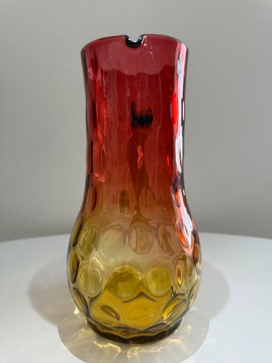 Victorian Amberina Art Glass Pitcher Jug.  Hand Blown c.1885 to 1900