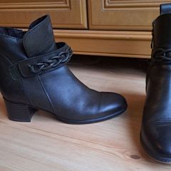 Brown leather boots