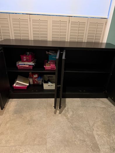 Large Black Mirrored 4-Door Sideboard