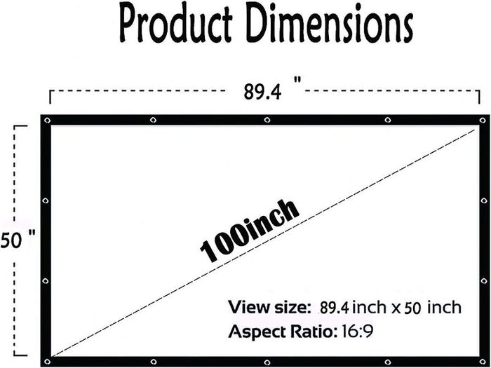 100 inch Projector Screen 16:9 HD Foldable for Home Theater Cinema Indoor Outdoor MULTIPLE SIZES AVAILABLE