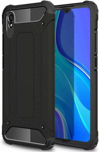Black Shockproof Armour Case For Xiaomi Redmi 9AT Hybrid Back Cover