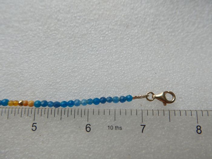 925 Sterling Silver Beaded bracelet with blue and orange stones