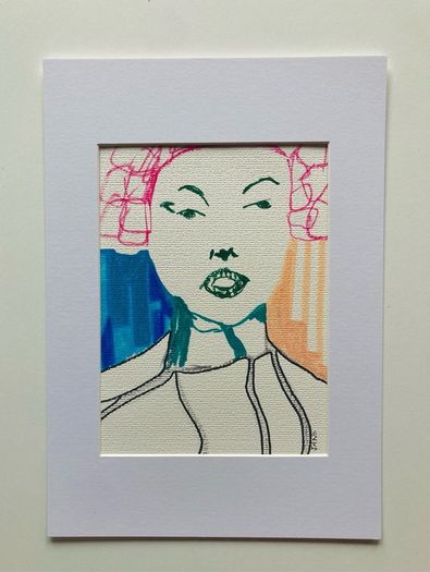 Original Art Figurative Girl Line Drawing Pop Art