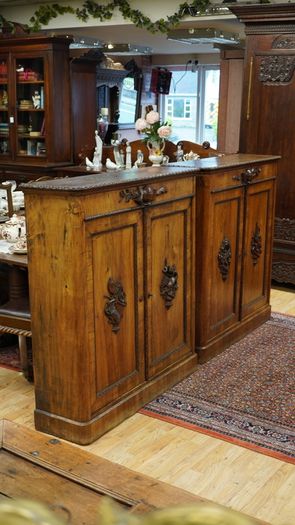 Pair of Antique Carved Walnut Cabinets