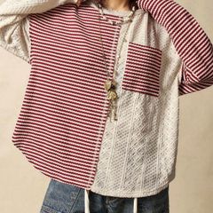 Bohemela Colorblock Patchwork Striped Top Sweatshirt Size UK 14