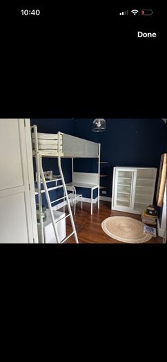 Ikea SMASTAD large white bench lego or toy storage or chest rolling with handles
