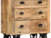 Side Cabinet with Wheel 70x40x75 cm Solid Mango Wood