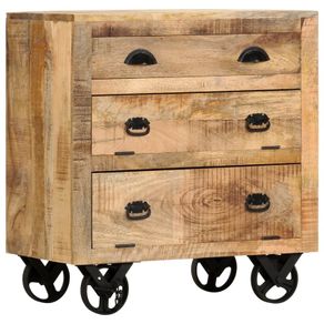 Side Cabinet with Wheel 70x40x75 cm Solid Mango Wood