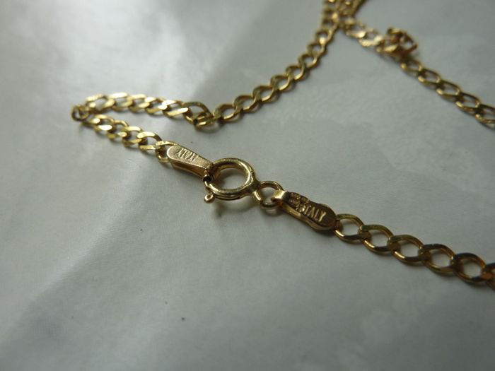 9ct Gold and Jade Pendant Necklace, Chinese Character Design, Italian 375 Chain