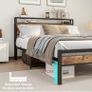 King Size Bed Frame with Storage Wooden Headboard Image 7