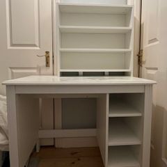 White vanity dressing table with shelf storage