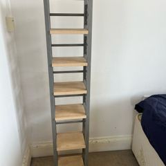 C D rack 114 cms high metal edges with wooden shelves