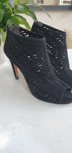 VIA SPIGA black leather suede open-toe high heels Sz 41 (Fit 7-7.5UK) - Rrp 125 (New)