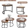 Round Coffee Table, Removable Set of 2 Side Table, Modern Nesting Table with Metal Frame Legs and Wooden Accent Top for Living Room, Bedroom, Office, Balcony, Industrial Image 2