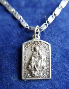 Vintage Catholic Pendant on Sterling Silver 925 Necklace length 20" - 4,6g