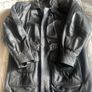 Vintage Men's black leather car coat/utility jacket. Image 5