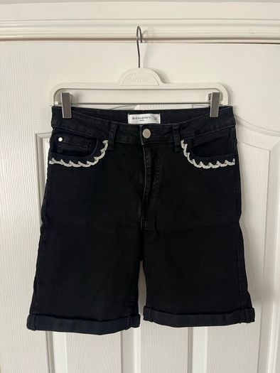 New Encuentro Denim Stretch Dark Black Shorts - Size 10/12 / EU38