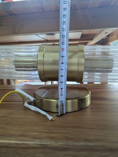 Brass reeded glass wall light