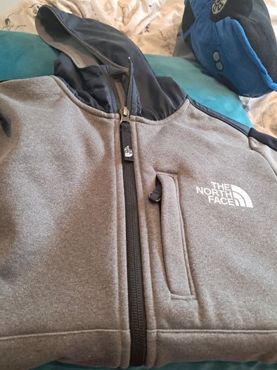 The North Face Boys Zip Hoodie Sweater Grey Colourblock